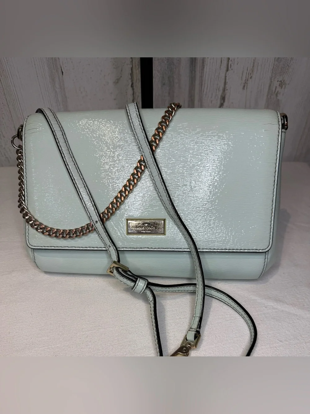 Kate Spade Alexander Ave Isabeli leather bag chain & crossbody strap Mint Green
